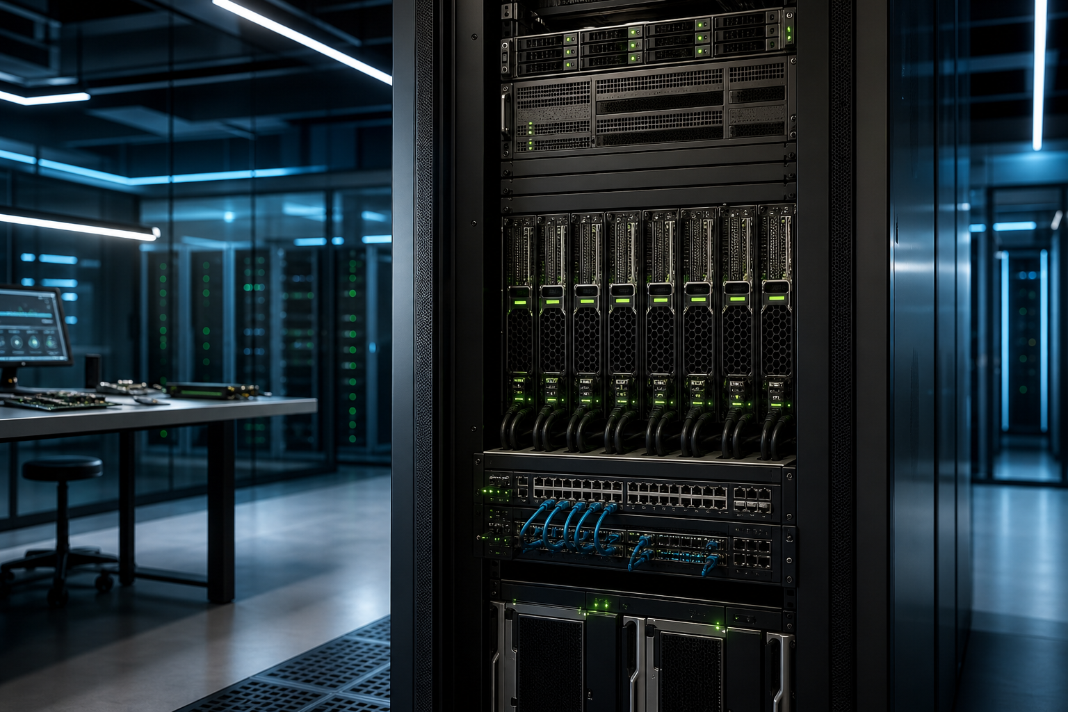 Enterprise AI server and network rack